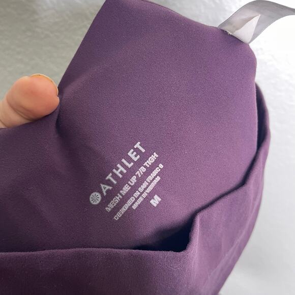 Athleta Womens Leggings Size M Purple Mesh Me Up 7/8 Hi Rise Pull On Athleisure - Picture 3 of 14